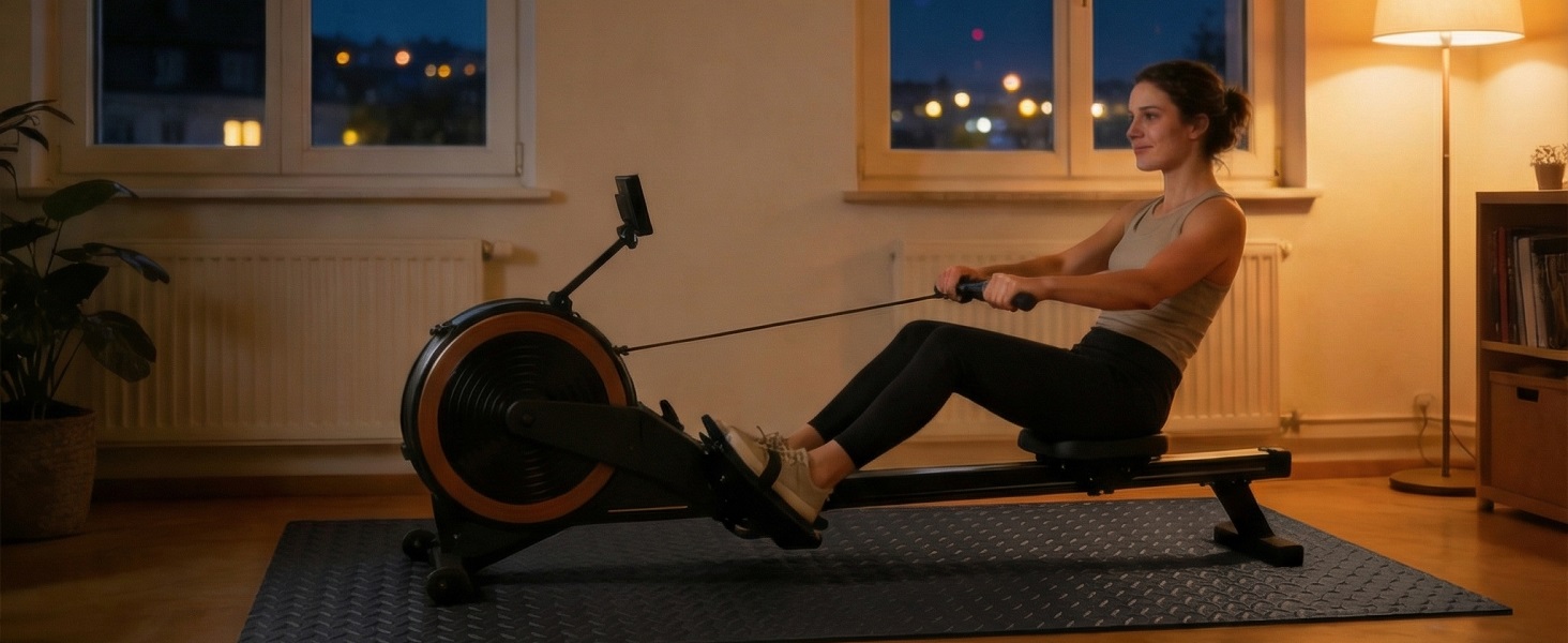 Захисний килимок під бігову доріжку та тренажери 200x100 см, потовлений 7 мм, протиковзкий, блакитний (комплект 2 шт.)