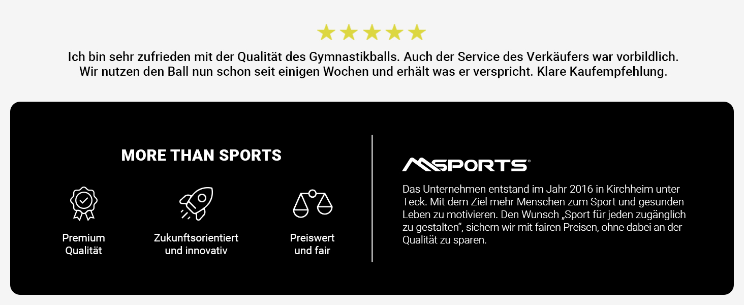 М'яч для фітнесу MSports Gymnastikball Premium: фітбол для пілатесу, фітнесу та сидіння. Антивибуховий, з насосом, додатком та інструкціями. Діаметр 55-105 см.