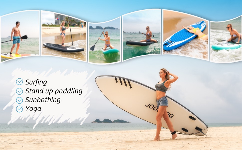 Надувний SUP Board JOOLOOG Stand Up Paddle Board (сапборд) для дорослих та підлітків, 300 кг, 10'2/10'5, 320 x 81 x 15 см (з сидінням 315 x 80 x 15 см)
