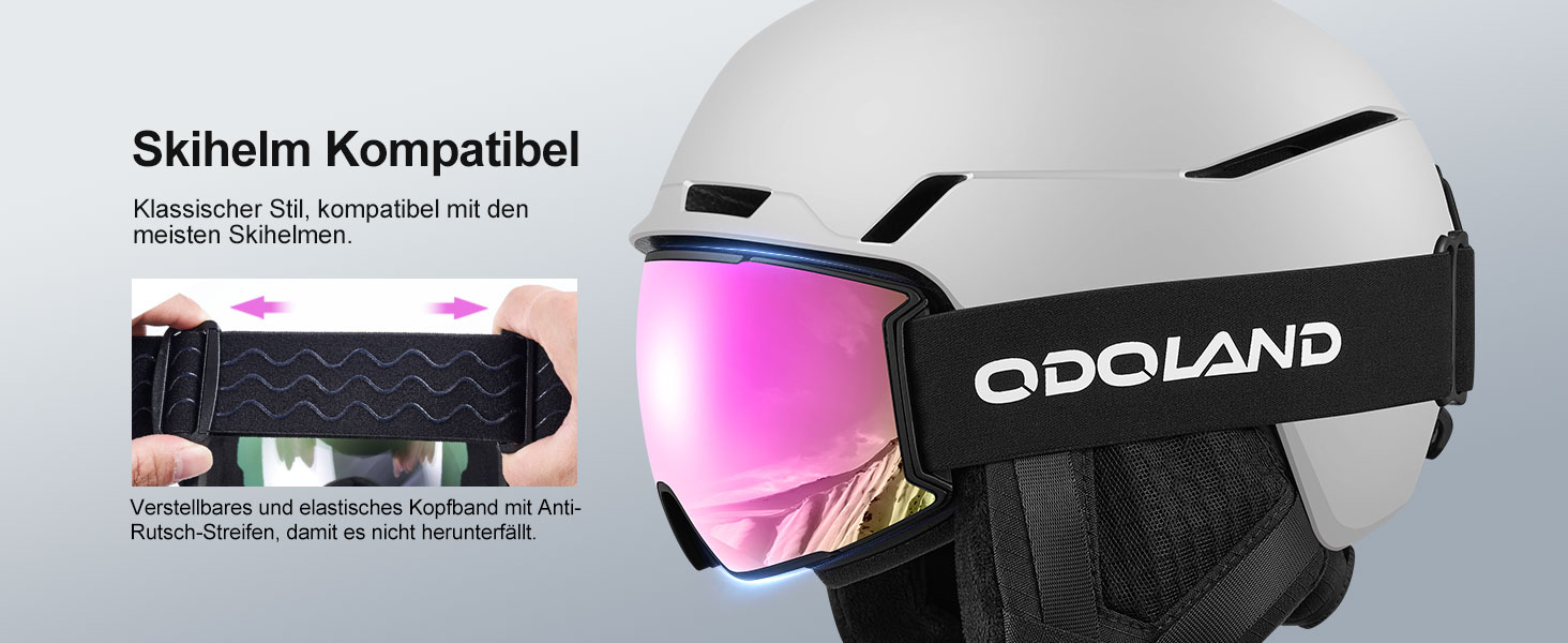 Одоланд Скі-маска для сноуборду та лиж для жінок та чоловіків з 2 змінними лінзами та чохлом, антитуманне покриття, захист від УФ-променів, сумісна з шоломом, для хлопчиків та дівчаток, чоловіків та жінок, темно-сріблястий (VLT 15%)