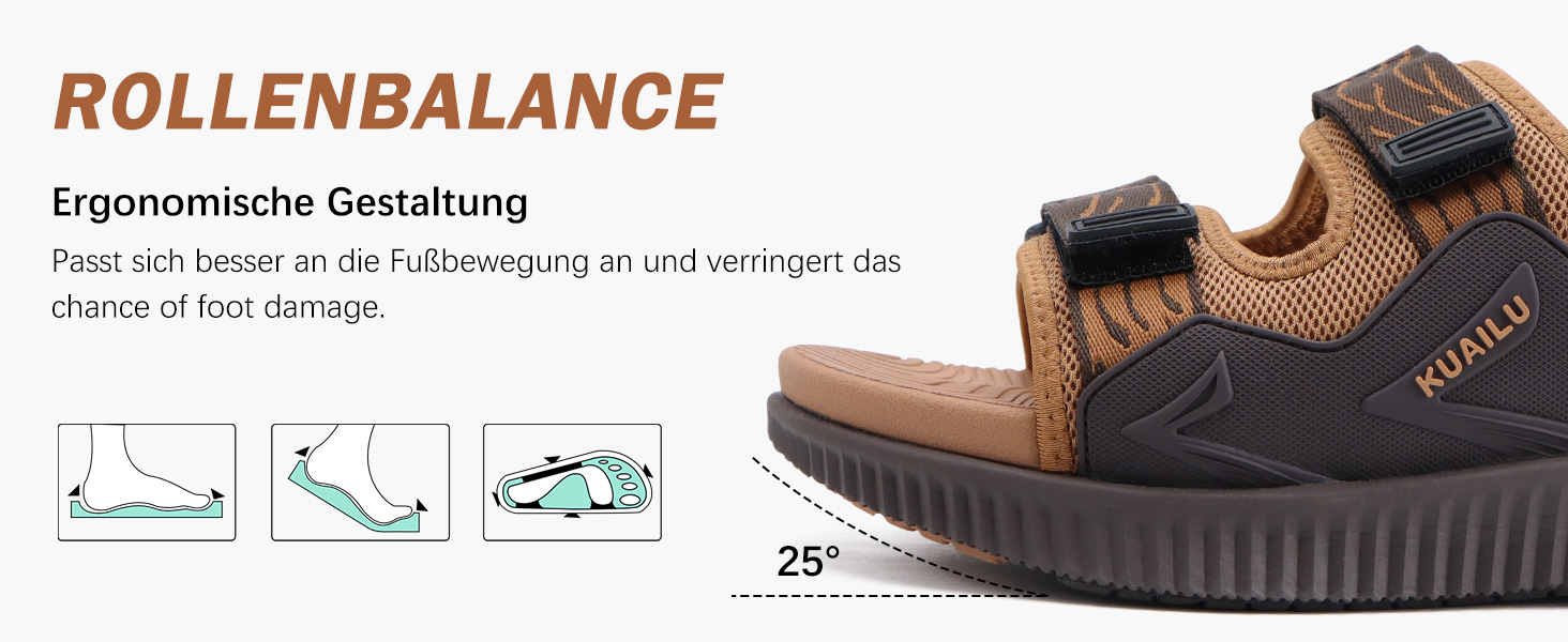 Чоловічі спортивні сандалі KuaiLu з м'якою устілкою, ортопедичні для фасціїту, для активного відпочинку та походів, легкі, відкриті, з регульованою застібкою-липучкою, чорні, 45 EU