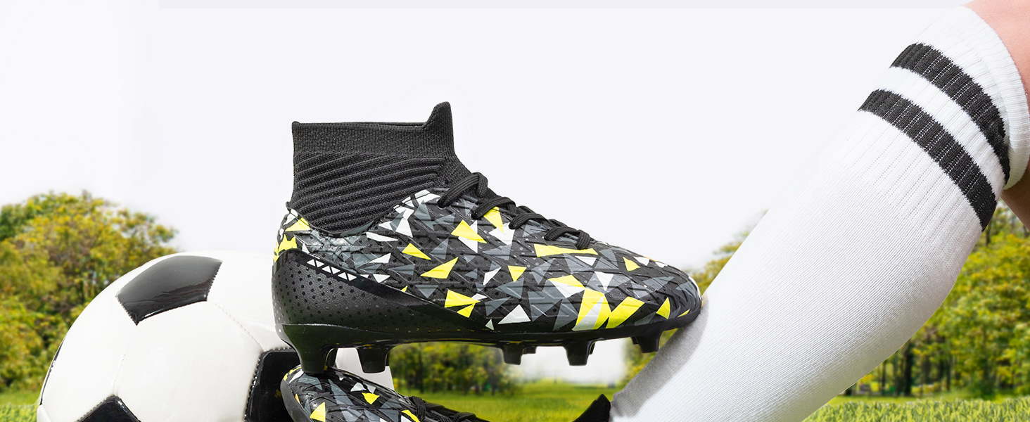 Футбольні бутси DREAM PAIRS для дітей (хлопців та дівчат) з шипами, для тренувань та гри на відкритому повітрі. Професійні дитячі футбольні бутси, розмір 38.5 EU, чорний/неоновий зелений