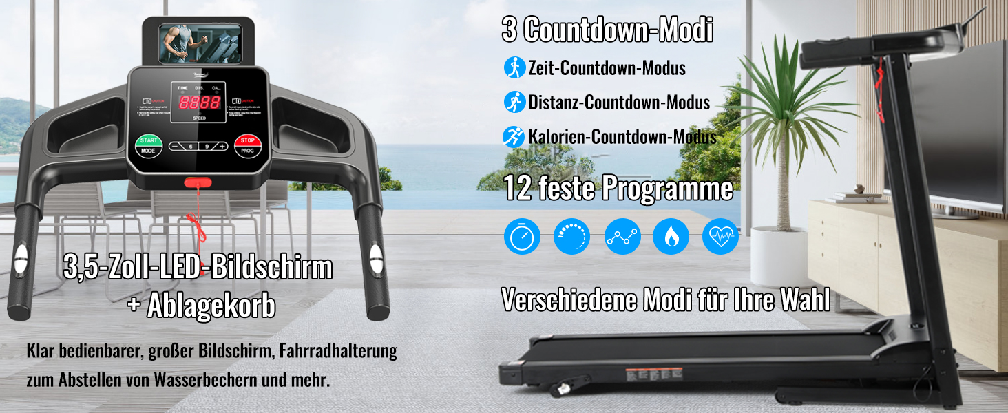 Складний біговий тренажер для дому NV-1026 з LED-дисплеєм та 12 програмами тренувань, 14 км/год