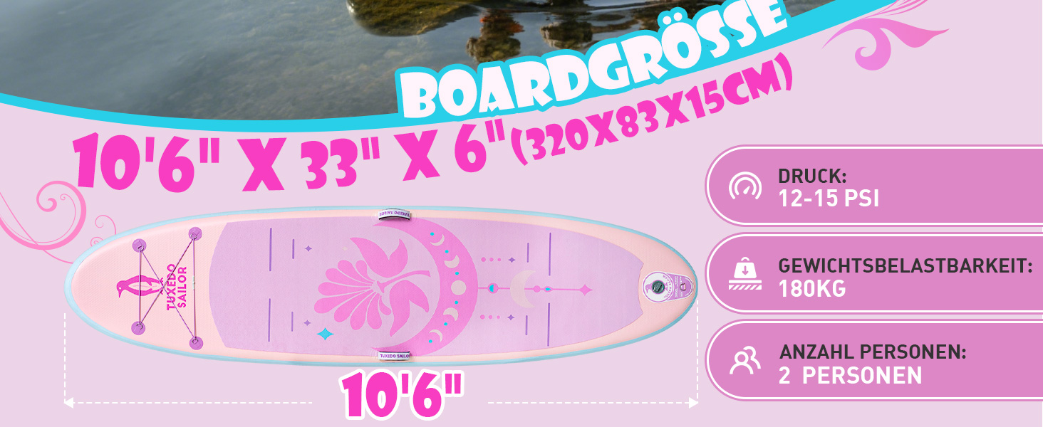 SUP дошка надувна Tuxedo Sailor 320 см, рожево-фіолетова, з аксесуарами для початківців та досвідчених райдерів