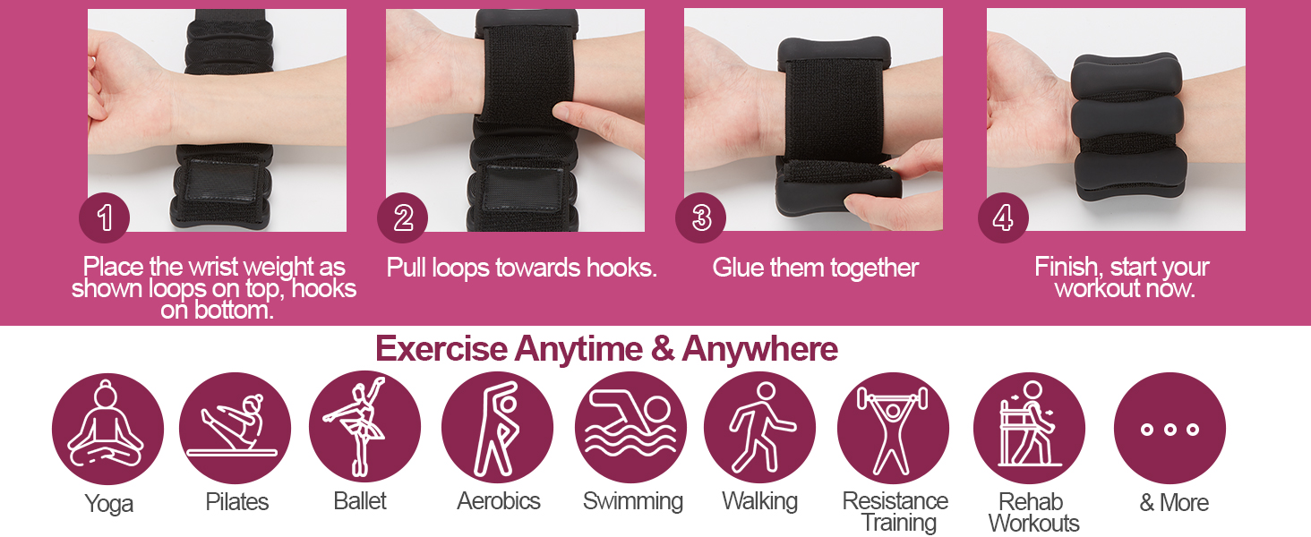 Набір обтяжувачів для ніг та рук WELSPO, 0.9 кг (по 0.45 кг), силіконові обтяжувачі для тренувань, йоги, пілатесу, чорного кольору