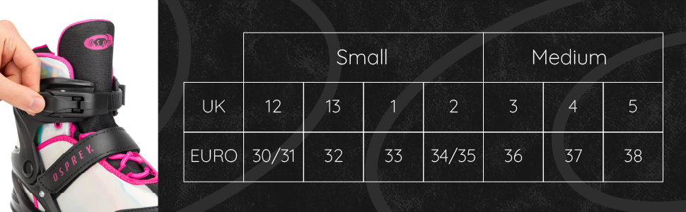 Ролики дитячі Osprey Surge, регульовані ролики Quad, для хлопчиків та дівчаток від 5 років, розміри EU 31-34, рожеві