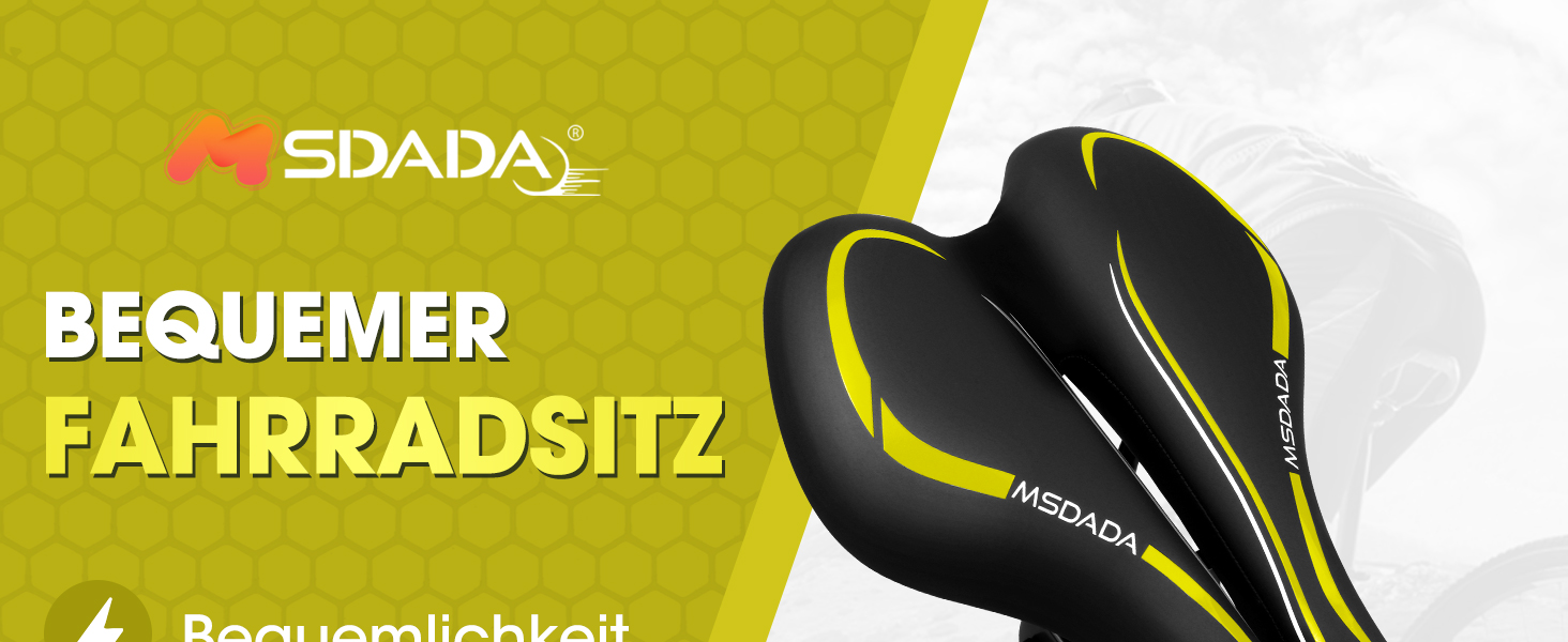 Велосипедне сідло MSDADA для чоловіків: зручне, ергономічне гелеве сідло MTB з водонепроникним чохлом для BMX/шосе/горного велосипеда/dirt bike - туристичне сідло для жінок та чоловіків, чорне/жовте