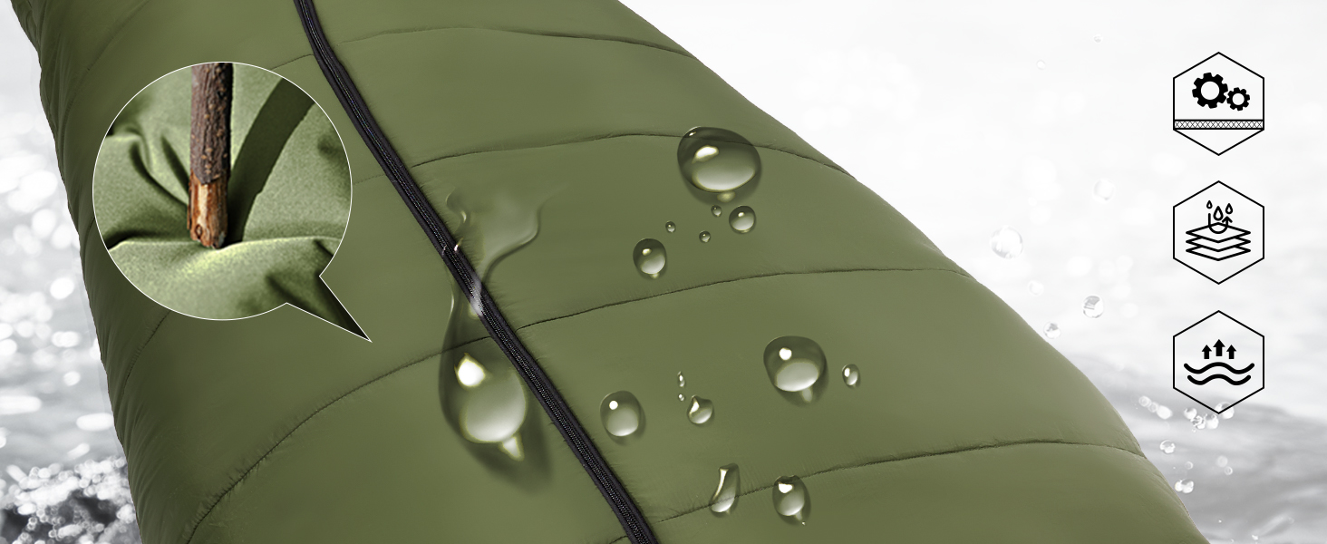 Тактичний спальний мішок 4 сезони 1TG Ranger Green, для дорослих, компактний та теплий, для кемпінгу, трекінгу, подорожей (до 185 см)