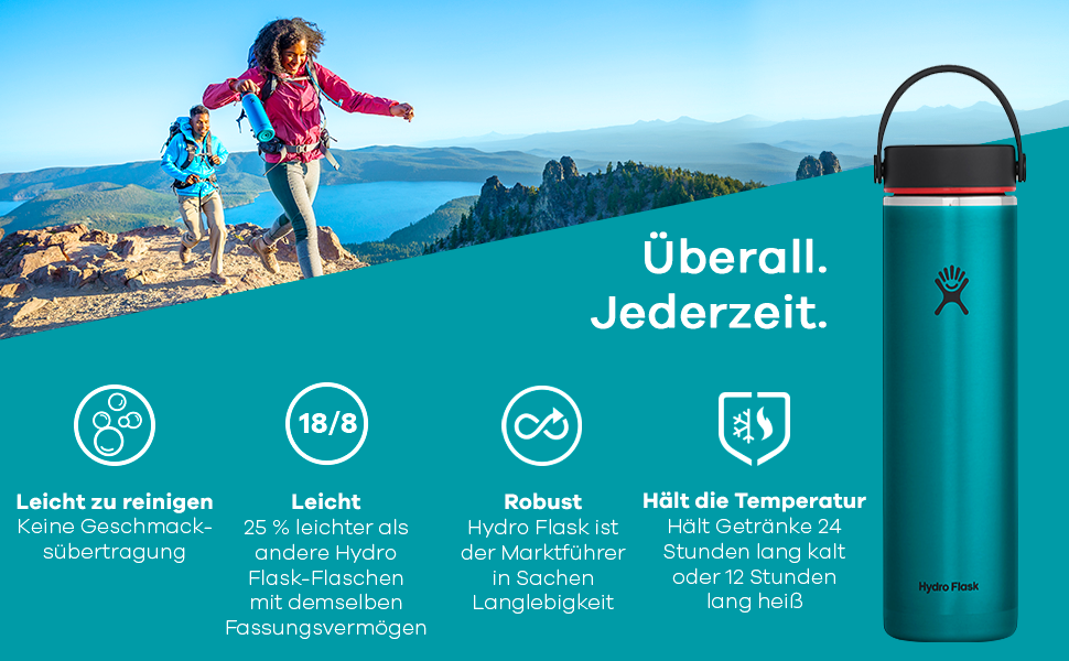 Гідрофляга HYDRO FLASK Trail Series 710 мл – вакуумна термобутилка з нержавіючої сталі, легка, з герметичною кришкою Flex, BPA-free, Jasper
