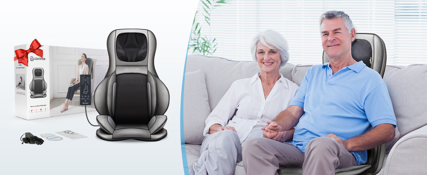 Масажний крісло-накидка Comfier Shiatsu з підігрівом та функцією компресії - 2D/3D-масаж, повна спинка, для жінок та чоловіків