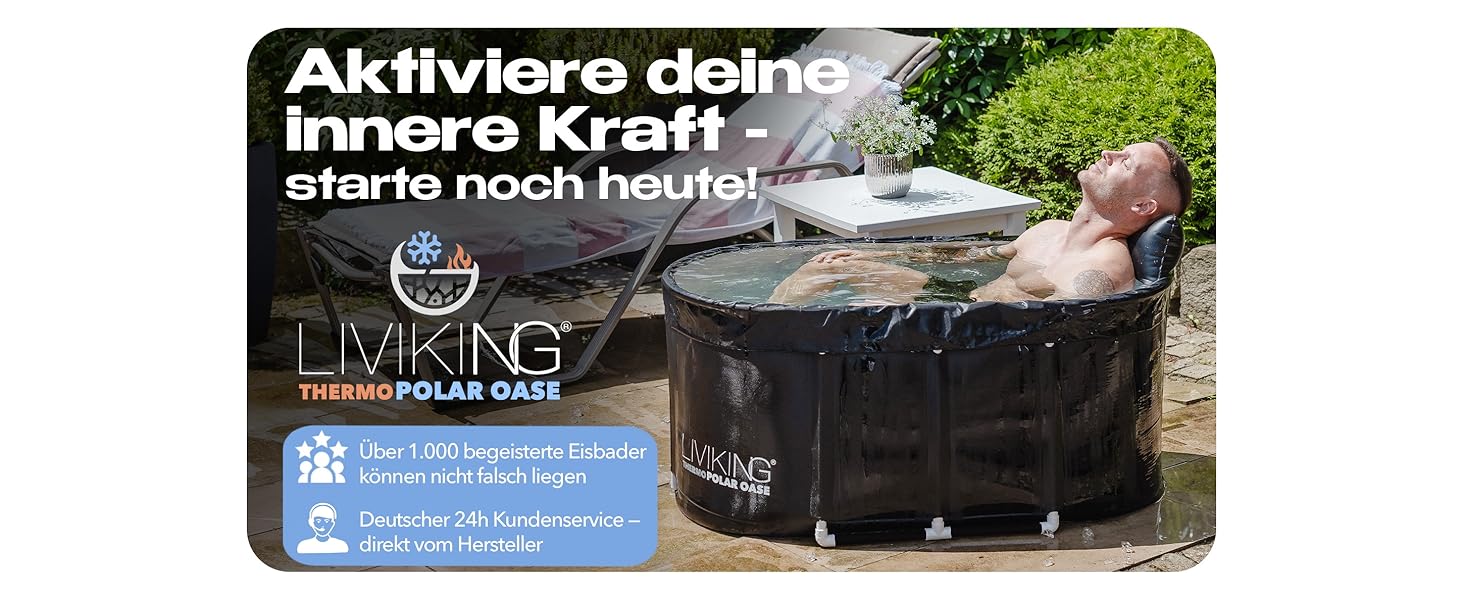 Тонна для криотерапії Eisbad, мобільна ванна для дорослих 120 см, комплект KOMFORT, чорний WeatherPro Bundle