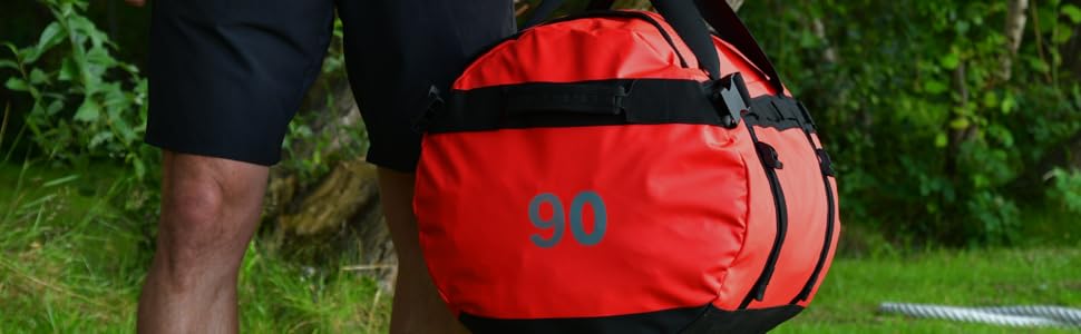 Водостійка сумка-рюкзак STEIN Metro 40 л, червона — трансформер з ПВХ-покриття, компресійними ременями та м'якими плечовими ременями