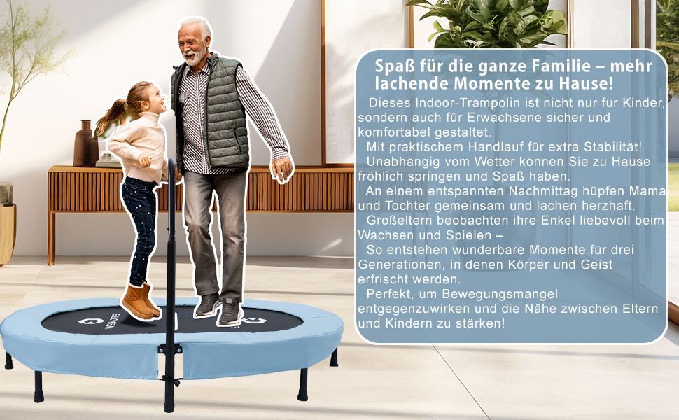 Батут овальний для дому 2 осіб, до 150 кг, синій з ручками - для дітей та дорослих, фітнес, розвиток м'язів