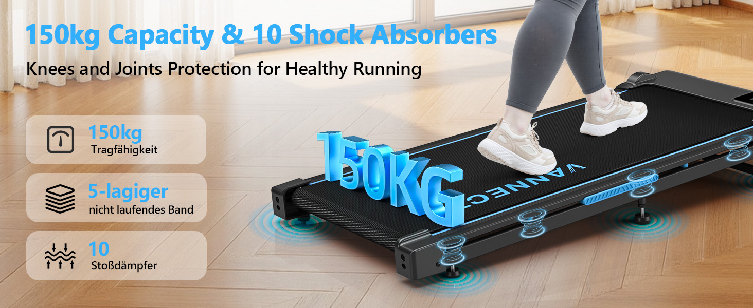 Walking Pad - компактний біговий тренажер для дому з регулюванням нахилу до 9%, швидкість 1-10 км/год, LED-дисплей, пульт дистанційного керування, потужність 2.75HP, максимальне навантаження 150 кг, без монтажу