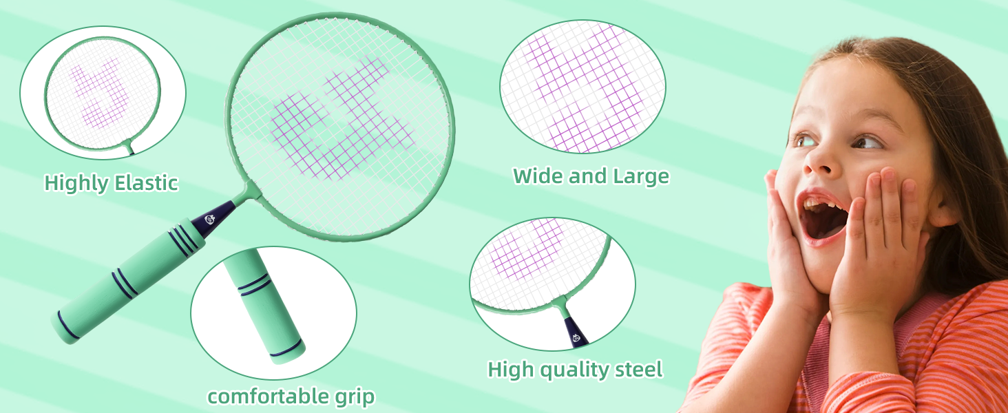 Набір для бадмінтона QKTYB для дітей від 4 до 8 років, легкий сплав, для початківців, з сумкою, зелений