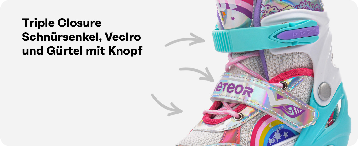 Дитячі ролики Kinder з LED підсвіткою та регульованим розміром – ретро ролики для підлітків – багатокольорові диско ролики Quad Skates - Roll ab! S 30-33 Lunar