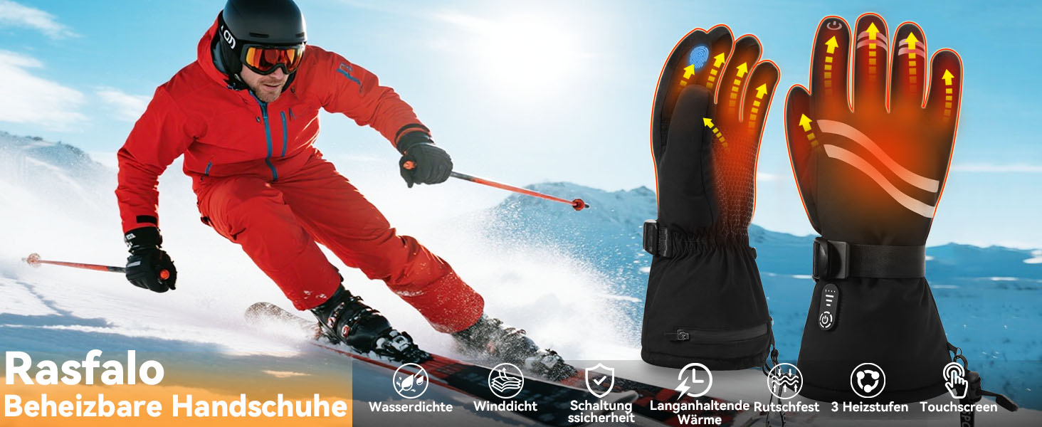 Електричні гріючі рукавички для чоловіків та жінок, з акумулятором 2600mAh, 3 режими нагріву, водонепроникні, чорні