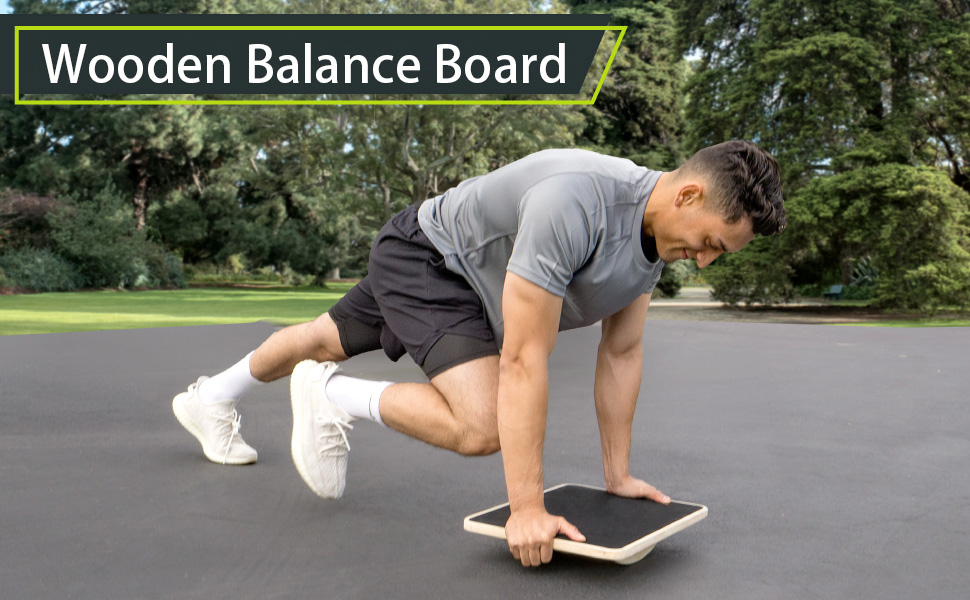Дерев'яна баланс-дошка, неслизька поверхня, для тренування корпусу та гомілковостопного суглоба