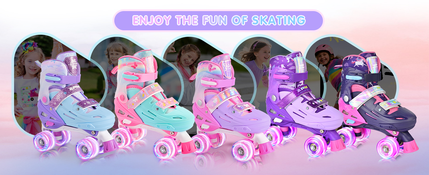 Ролики для дітей 2PM SPORTS - регульовані, рожево-блакитні, для дівчаток-початківців, для катання в приміщенні та на вулиці, розмір M (32-36 EU)