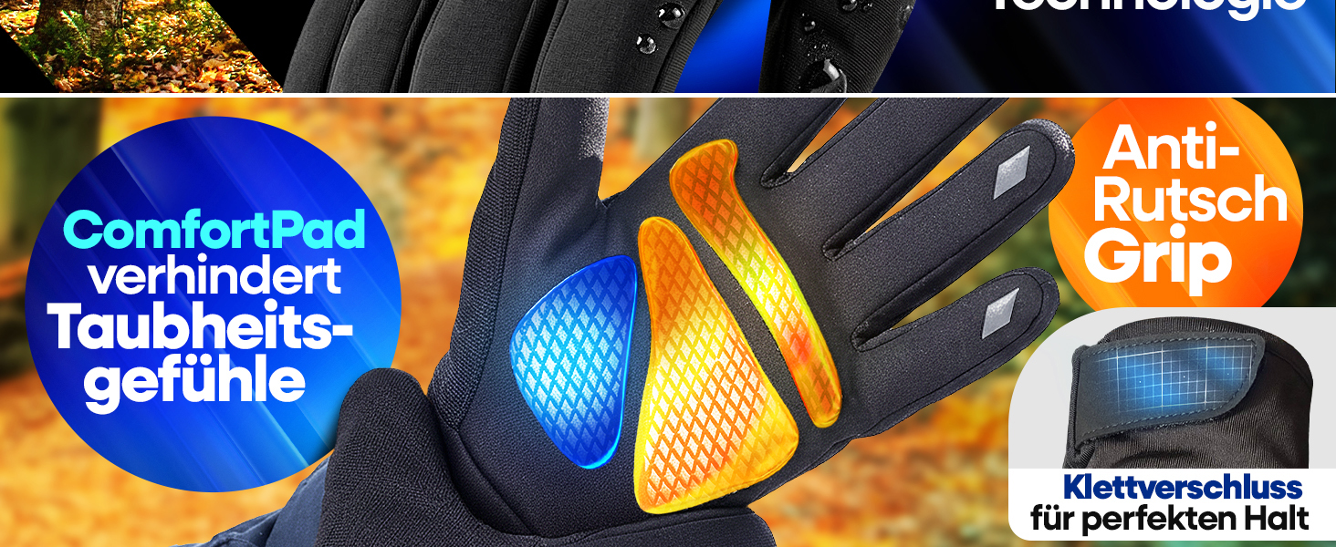 Велосипедні рукавички Nextcover® Winter з ThermoShield 2.0 для чоловіків та жінок, розмір S-XXL. Теплі та водонепроникні зимові рукавички для велосипеда.