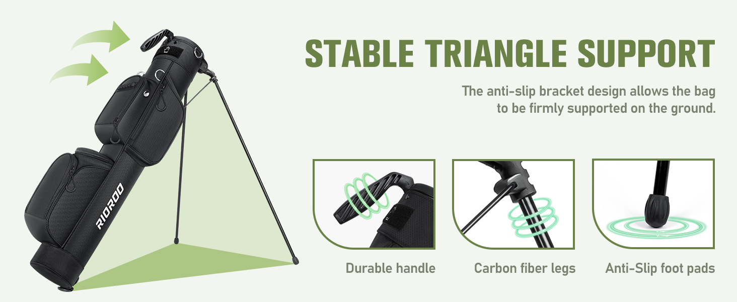 Сумка для гольфу на штативі, легка, для 9 ключок, з роздільниками, водонепроникна, з кишенькою-холодильником, ергономічний плечовий ремінь, велика кишеня, унісекс, чорна A1