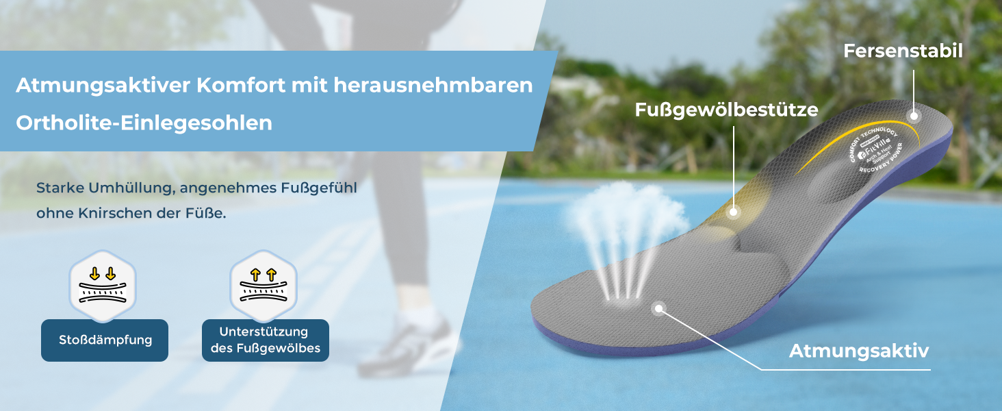 Жіночі кросівки FitVille з повітряною подушкою, широка колодка, для бігу та ходьби, зручні фітнес-кросівки (37 EU X-Weit, блакитний)