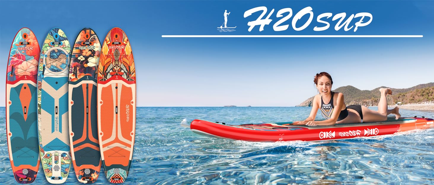 Надувний SUP-борд для Stand Up Paddling 15 см, з рюкзаком, міцний комплект аксесуарів, блакитний