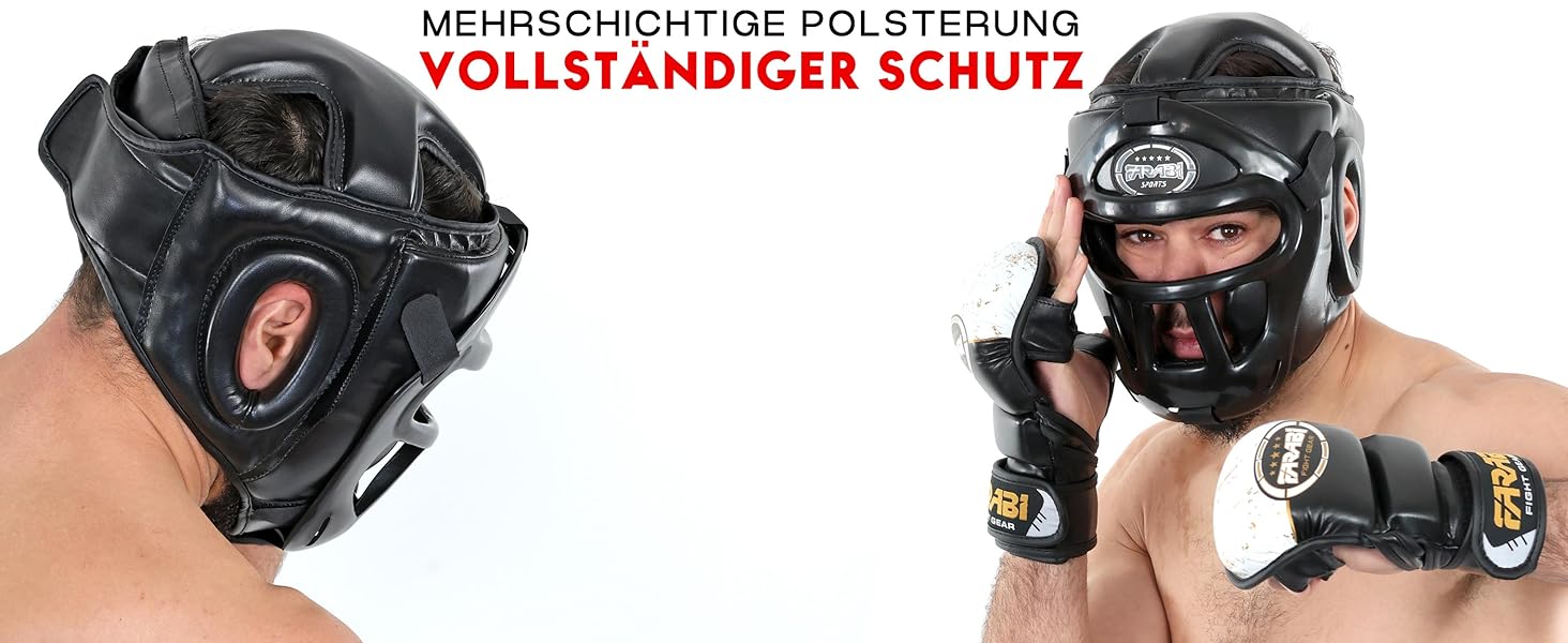 Захист голови 2-в-1 - Регульований шолом для бойових мистецтв з знімною сіткою для обличчя, повний захист обличчя. Підходить для ММА, муай-тай, кікбоксингу, спарингу. Чоловічий та жіночий, XL, чорний