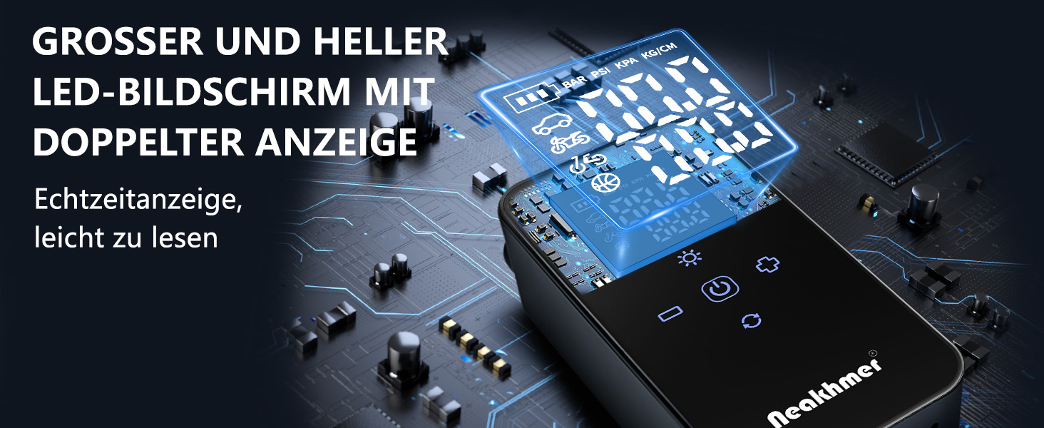 Електричний повітряний насос для велосипеда з акумулятором 150PSI: компресор з акумулятором 6000mAh, манометром для велосипедів, мотоциклів та автомобілів