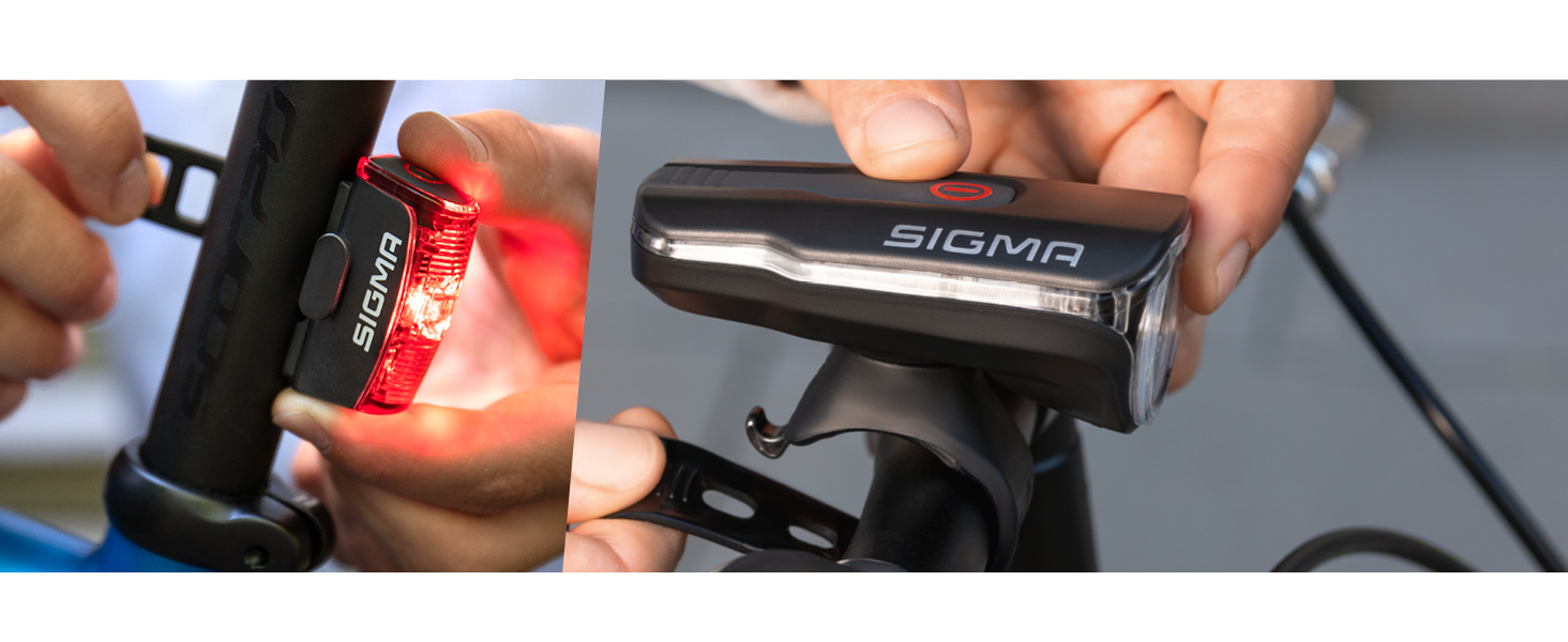Комплект велосипедних LED ліхтарів SIGMA AURA 60 та INFINITY, акумуляторні, переднє і заднє світло, водозахищені, StVZO сертифіковані