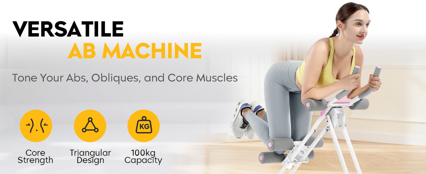 Тренування пресу GuuG: компактний тренажер для дому, для чоловіків та жінок, рожевий