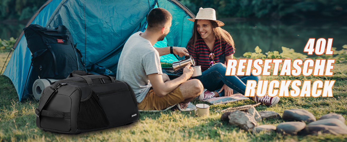 Спортивна сумка для чоловіків 40L, велика, рюкзак-сумка для подорожей, багато кишень, відділення для взуття, водонепроникна, для плеча та рук, тренувальна сумка, сумка-вікендер, чорна