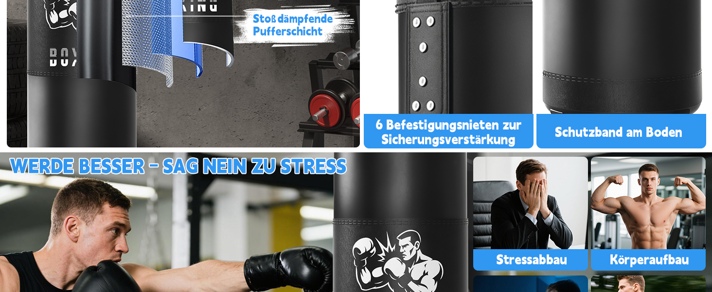 Боксерський мішок для дорослих Ninonly 120см, наповнений, з рукавичками, реактивним м'ячем, тренажером сили рук, скакалкою для MMA, карате, кікбоксингу, боксу, домашніх тренувань