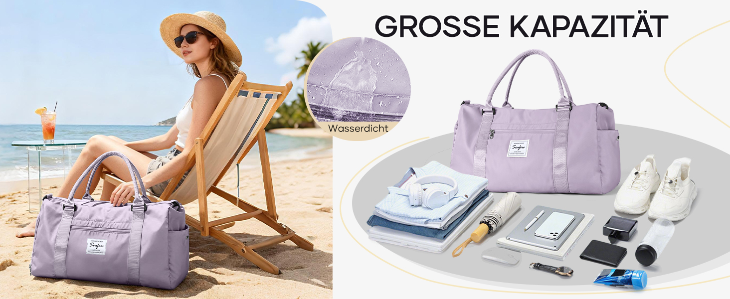 Спортивна сумка-мішок для чоловіків та жінок з відділенням для взуття та мокрих речей, сумка для подорожей, ручна поклажа, фітнес-сумка, сумка для тренувань, блакитний колір (A11-lila)