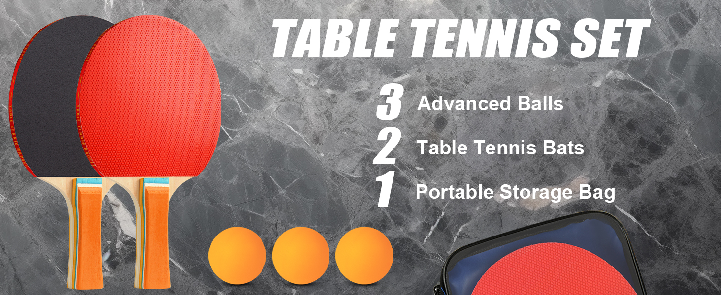 Набір для настільного тенісу Flintronic: 2 ракетки + 3 м'ячі, з сумкою для початківців та професіоналів