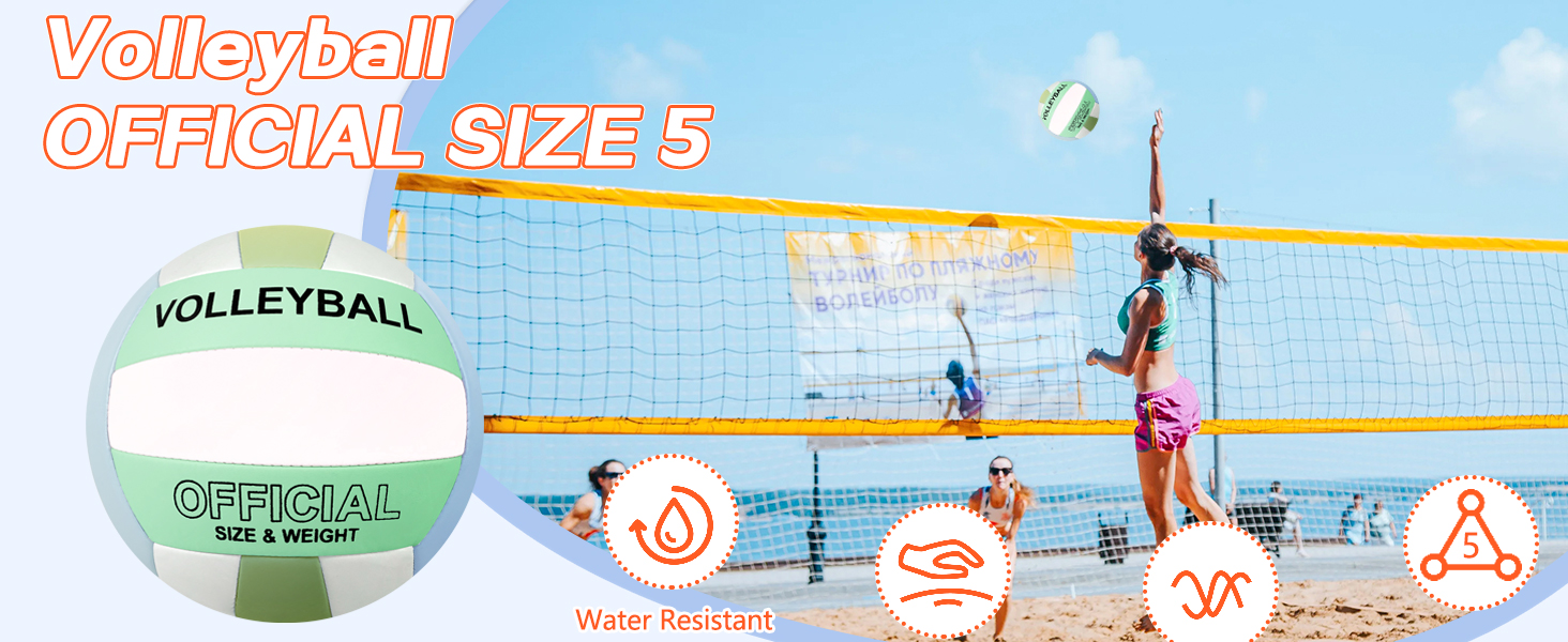 Волейбольний м'яч Aipwerer для пляжу та залу: водонепроникний, Soft Touch, зелено-жовтий, розмір 5