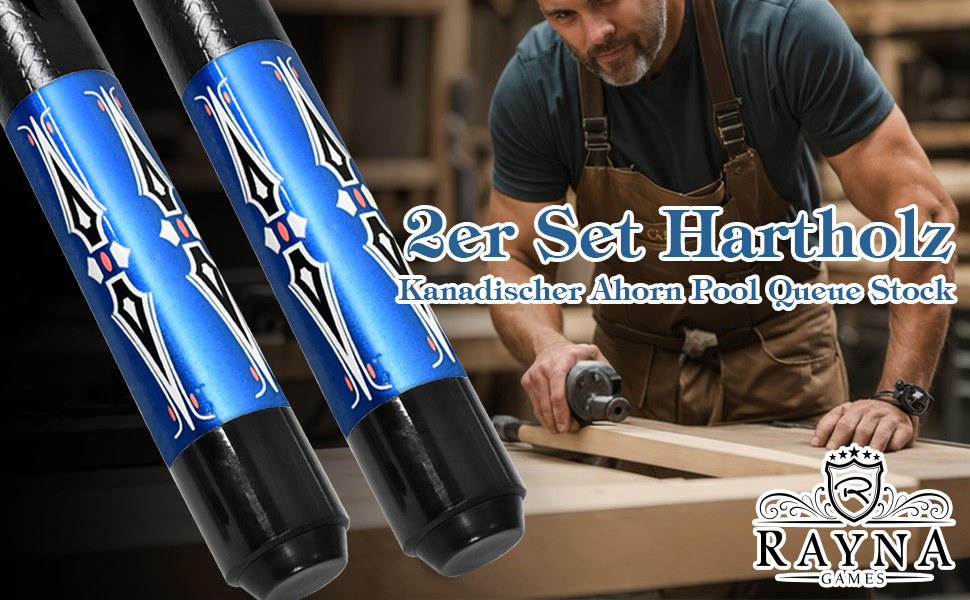 RAYNA GAMES: Більярдний кий для професійних гравців - якісний набір з канадського ахового дерева, з нержавіючою сталею, 58 дюймів, для дорослих