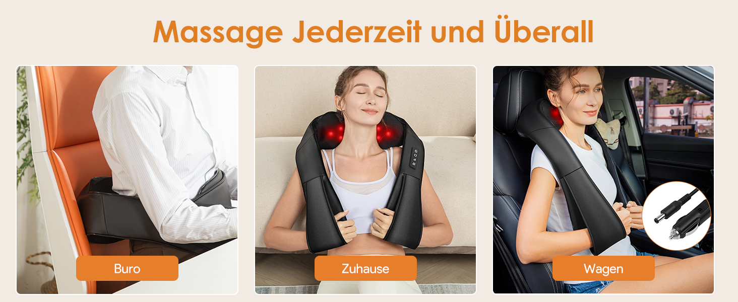 Масажер для шиї та спини Brelley з підігрівом та 3D масажем, для зняття м'язового болю, Shiatsu масаж для шиї, спини та ніг, чорний