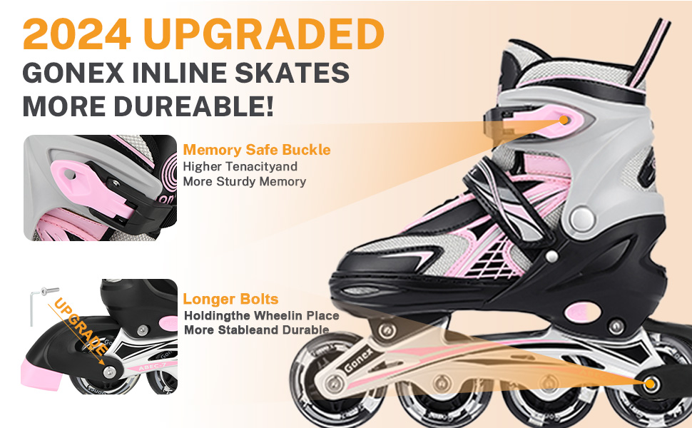 Дитячі ролики Gonex для дівчаток та хлопчиків, регульовані, світлові, зелені (EU 35-38)