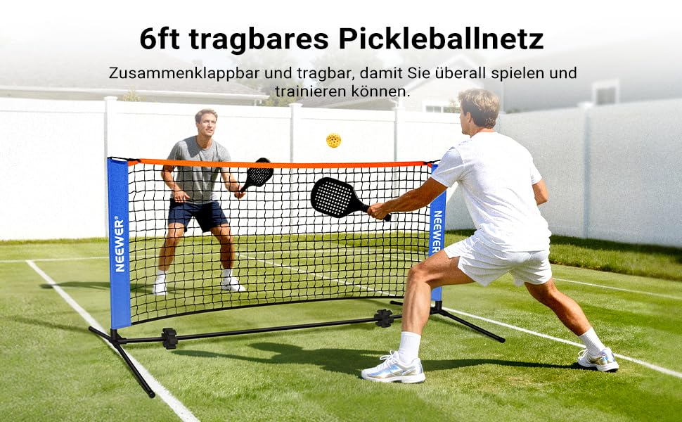Сітка для піклболу NEEWER 6ft - широка сітка для бадмінтону, портативна, складна, для тренувань в приміщенні та на вулиці