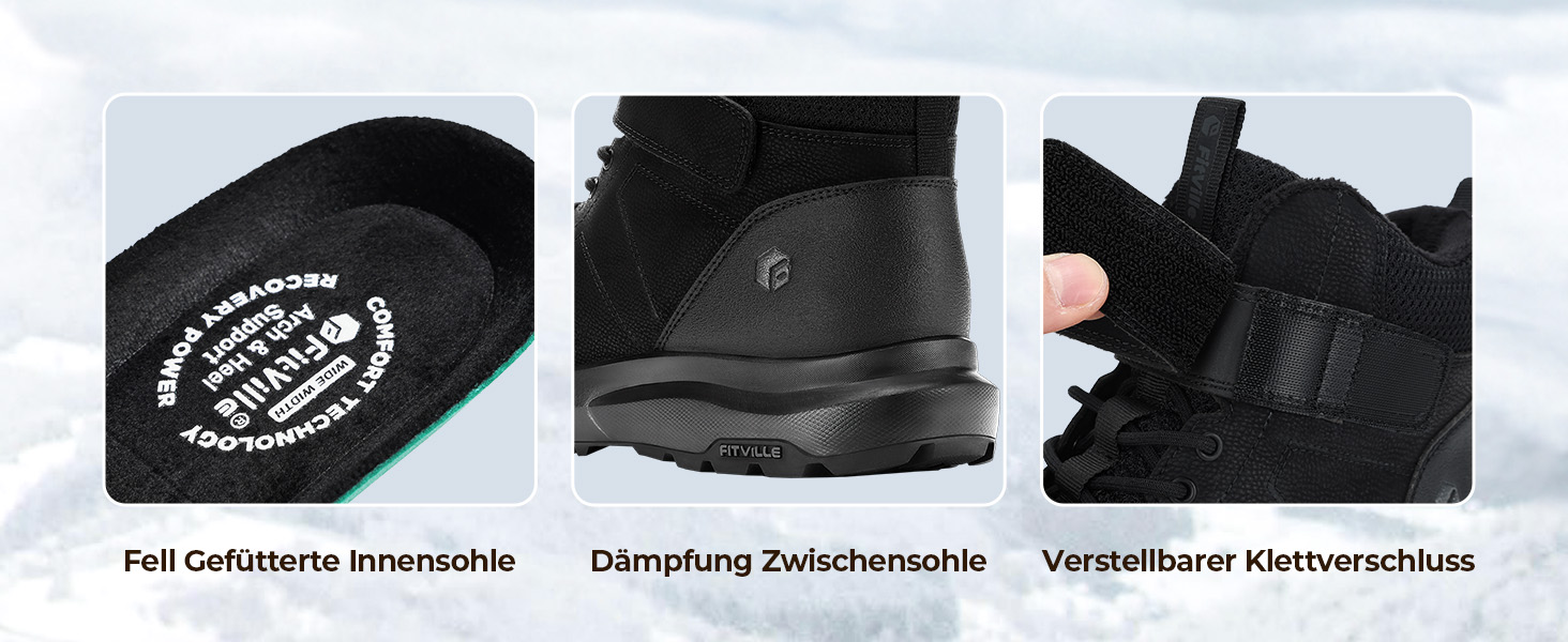 Зимові черевики FitVille для чоловіків, широкі, з клямками, неслизькі, теплі, для активного відпочинку, розмір 40-50 EU, коричневі