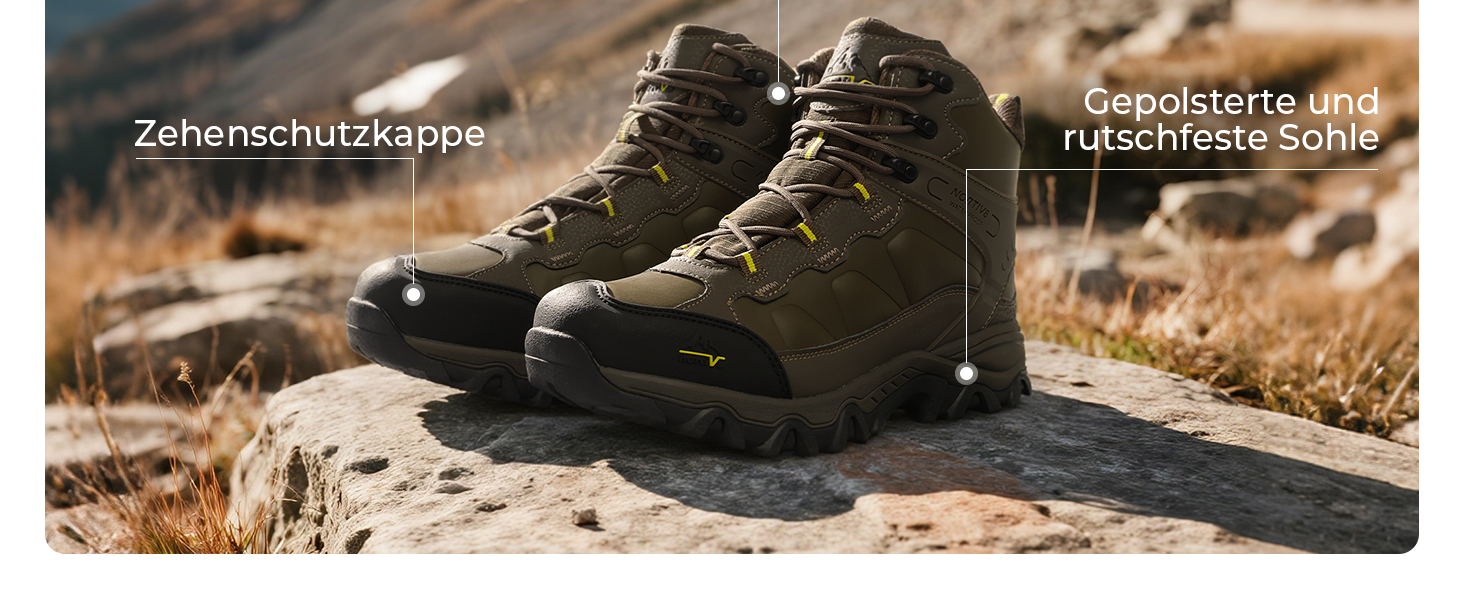 Чоловічі трекінгові черевики NORTIV 44 EU, чорні: водонепроникні, для хайкінгу, альпінізму та туризму