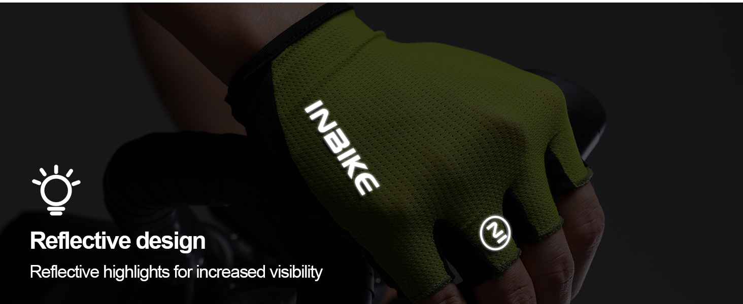 Рукавички велосипедні INBIKE Kurz Halbfinger MTB, чорно-зелені, розмір M (18.5-19.5 см), 5 кольорів