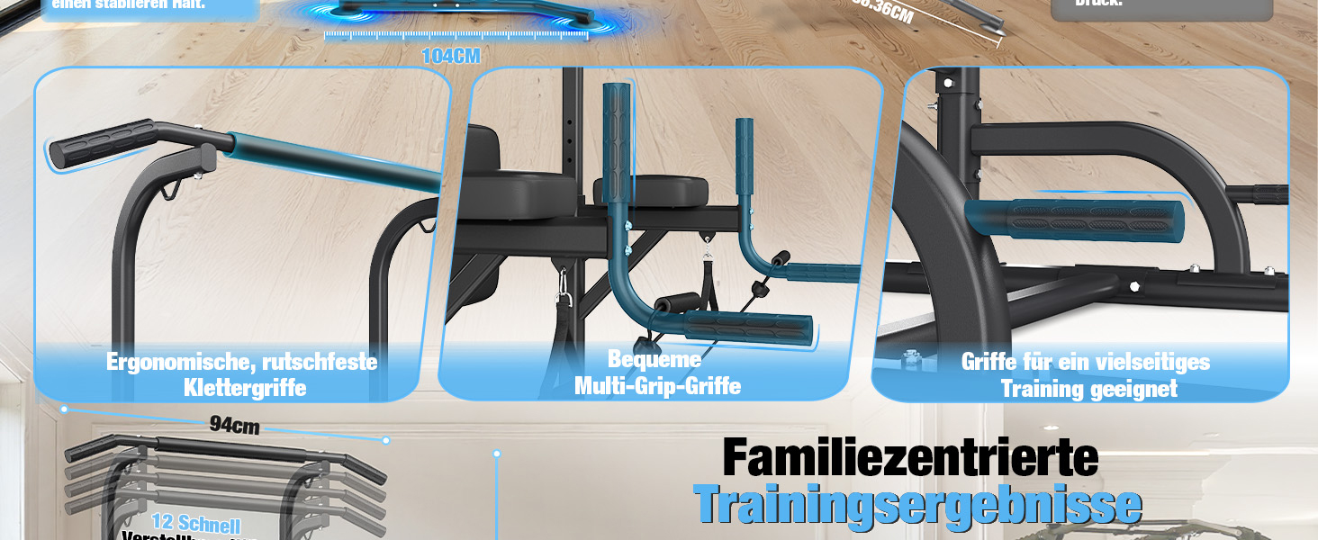 Багатофункціональна турнікова станція Dskeuzeew Power Tower для домашнього фітнесу, стійка для підтягувань та брусів, макс. навантаження 205 кг, чорна