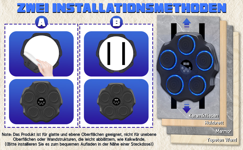 Музична боксерська машина Lvelfe з LED-підсвічуванням, Bluetooth, 9 режимів швидкості та лічильником, чорна