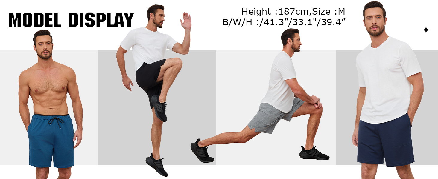 Чоловічі спортивні шорти Soer Activewear з кишенями та блискавкою, бавовняні шорти для бігу та відпочинку, темно-сині (L)