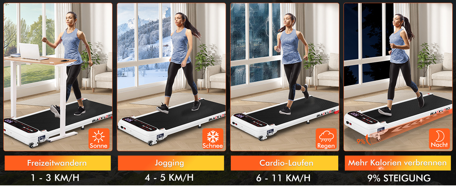 Біговий тренажер BLACK LORD X7 - Walking Pad з тихим мотором 3.0PS, до 130кг, Bluetooth, 3 рівня нахилу, антиковзаюча поверхня