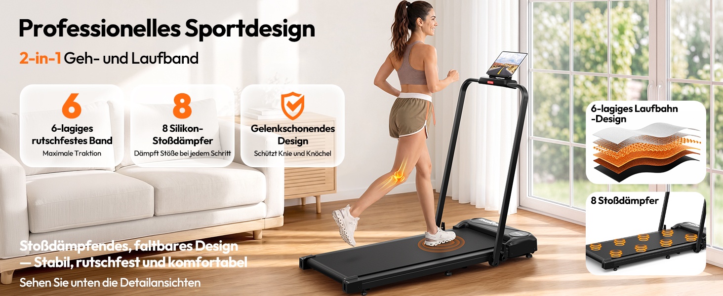 Складана доріжка для ходьби THERUN Walking Pad, безшумна бігова доріжка до 10 км/год, чорна