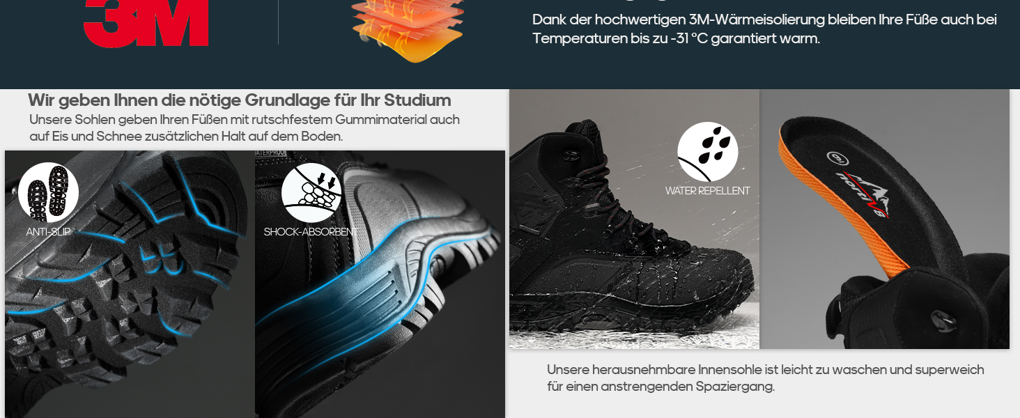 Чоловічі зимові чоботи NORTIV 8, чорні, водонепроникні, ізольовані, для активного відпочинку