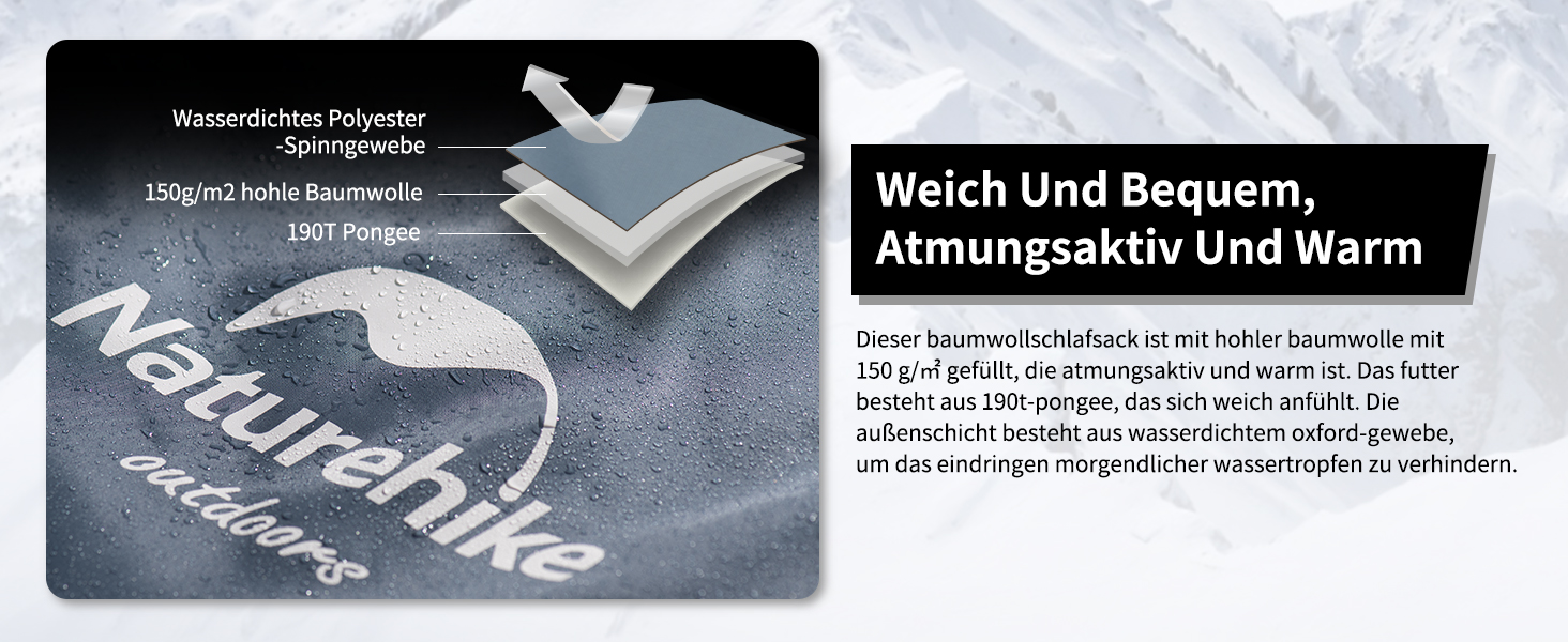 Спальний мішок Naturehike з капюшоном для кемпінгу, легкий та зручний, ідеальний для відпочинку на природі та подорожей, колір блакитний (7~11°C)